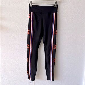 P.E Nation Black Leggings with Orange and Blue Stripes